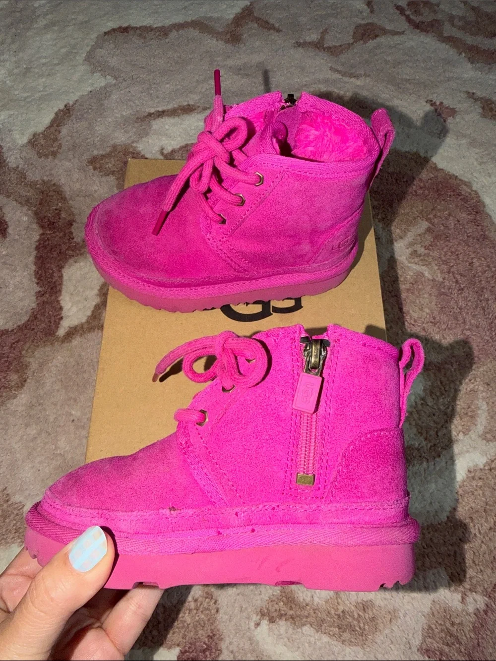 UGG Kids Neumel II Hot Pink Lace-Up Boots